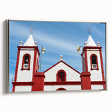 Landscape art painting of Baja California with colorful accents on a silver-framed canvas.