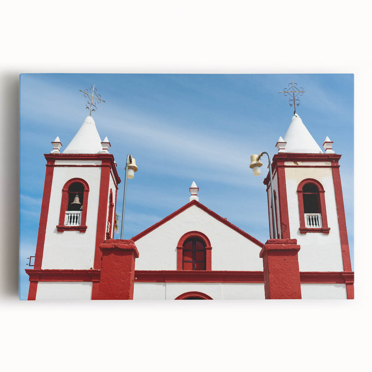 A black and white photograph of Baja California scenery on a large stretched canvas, suitable as kitchen art.