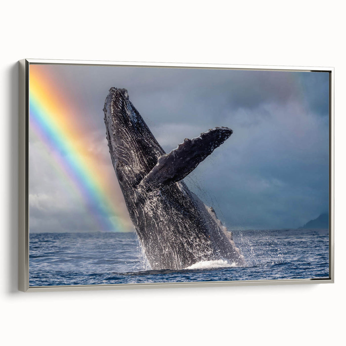 Landscape art painting of Cabo San Lucas with colorful palette, framed in silver on canvas, suitable for living room decor.
