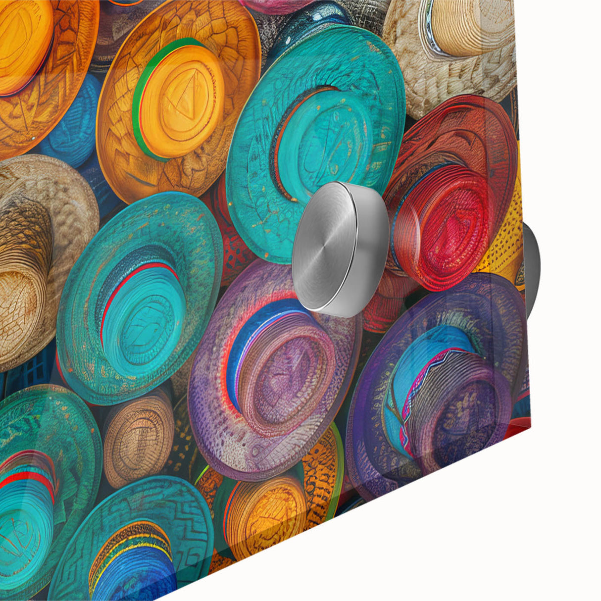 Large abstract wall art depicting Cancun scenery in mid-century modernist style.