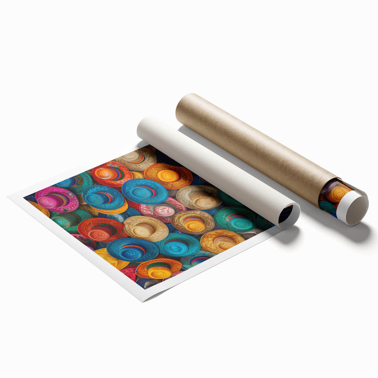 Extra large rolled print depicting vibrant floral scenery of Cancun, ideal for classy bathroom or large living room wall art.
