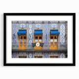 Extra large abstract art print of Mexico City, featuring vibrant, colorful textures on a black framed canvas.