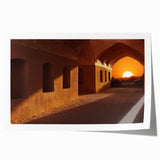 Extra large rolled print of a Middle Eastern scenery with floral elements in earthy tones, ideal for art wall dining room.