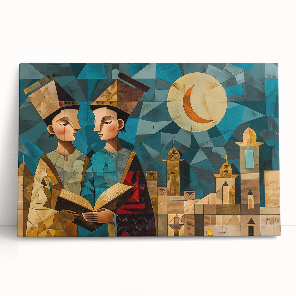 Black and white stretched canvas depicting a Middle Eastern scenery, ideal for kitchen wall art or bedroom ambiance.