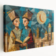 Middle Eastern landscape on large stretched canvas, featuring earthy tones, ideal for kitchen wall art.