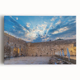Black and white stretched canvas of Jerusalem skyline, ideal for kitchen wall art.
