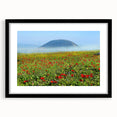 Extra large abstract art print of a colorful, textured Middle Eastern scenery on a framed canvas.