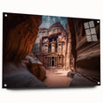 Acrylic print of a Jordanian landscape in muted earth tones, ideal for dining room decor.