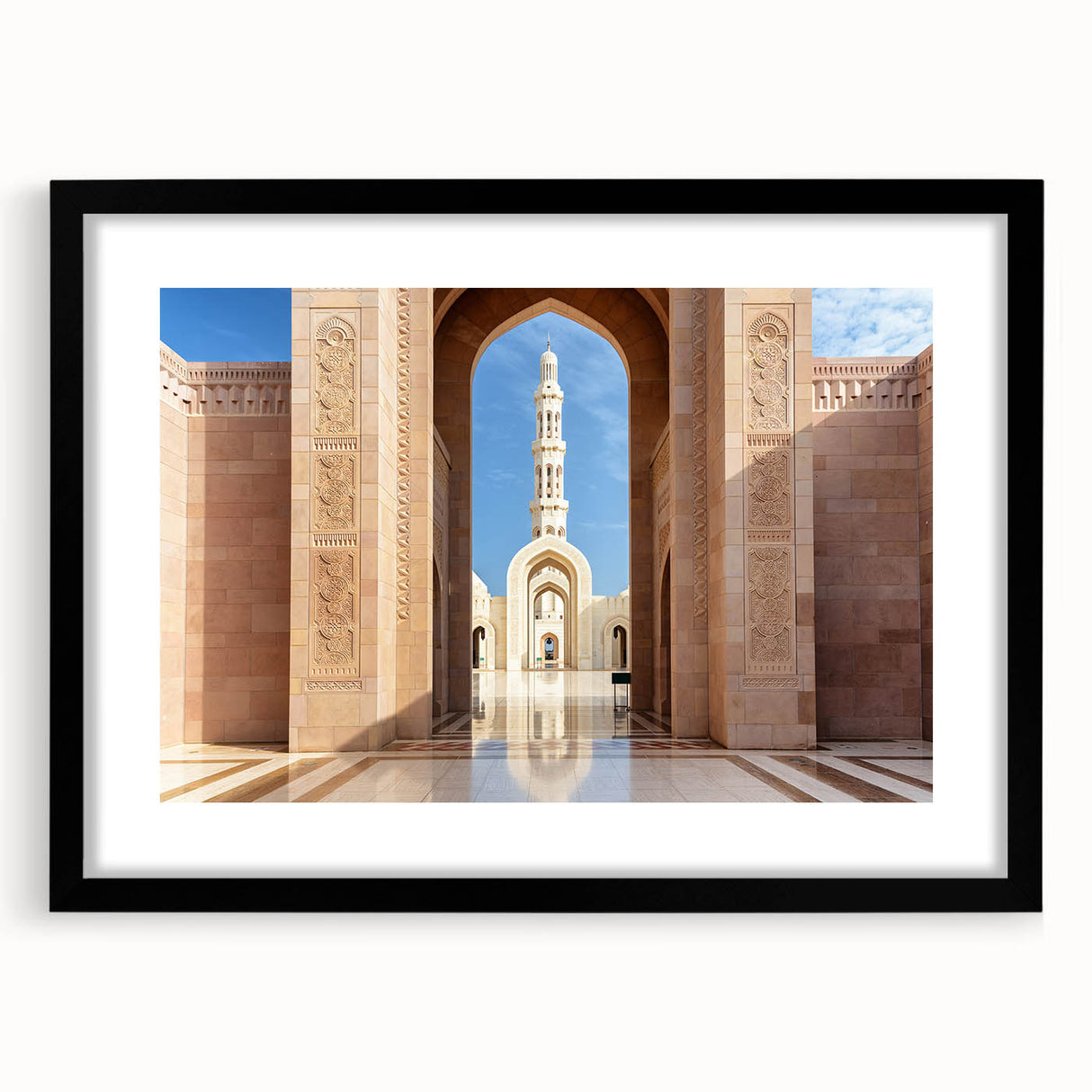 Extra large abstract art print featuring a vibrant, colorful depiction of a Middle Eastern landscape on a textured canvas.