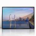Large abstract wall art depicting a stylized Qatar scenery in muted earth tones on a framed acrylic.