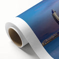 Art deco poster of Qatar scenery on rolled canvas, featuring pastel shades, ideal for nursery wall art.