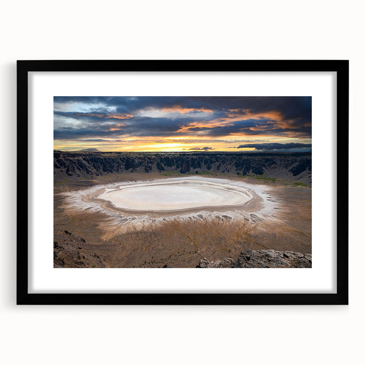 Extra large abstract art print featuring colorful, textured scenery of a Middle Eastern landscape on a black framed canvas.