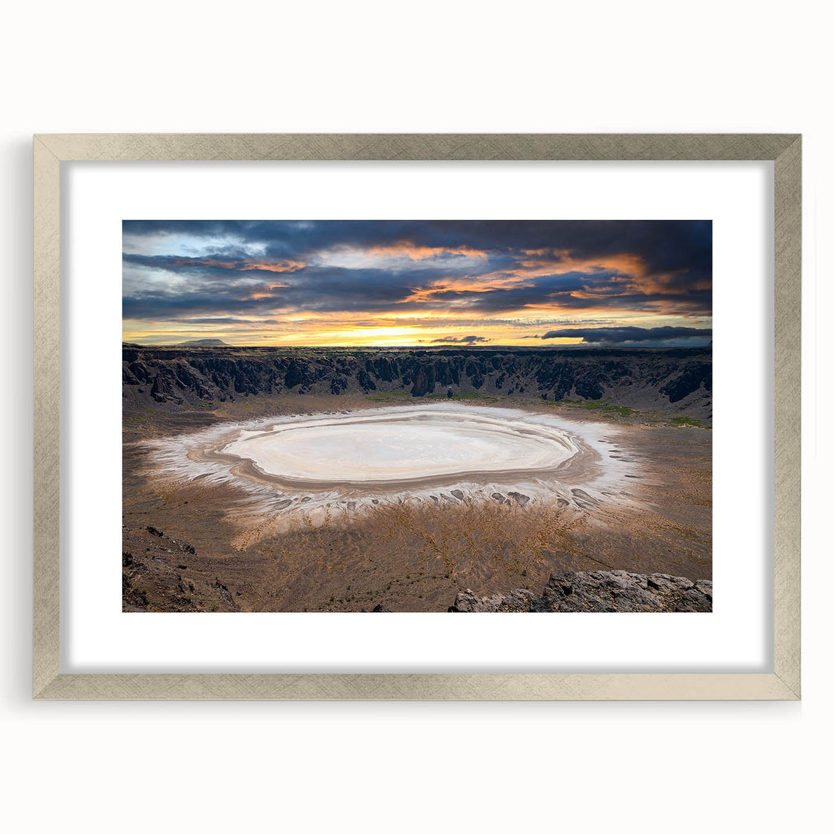 Textured abstract art print of a Middle Eastern landscape in muted earth tones on a framed canvas.