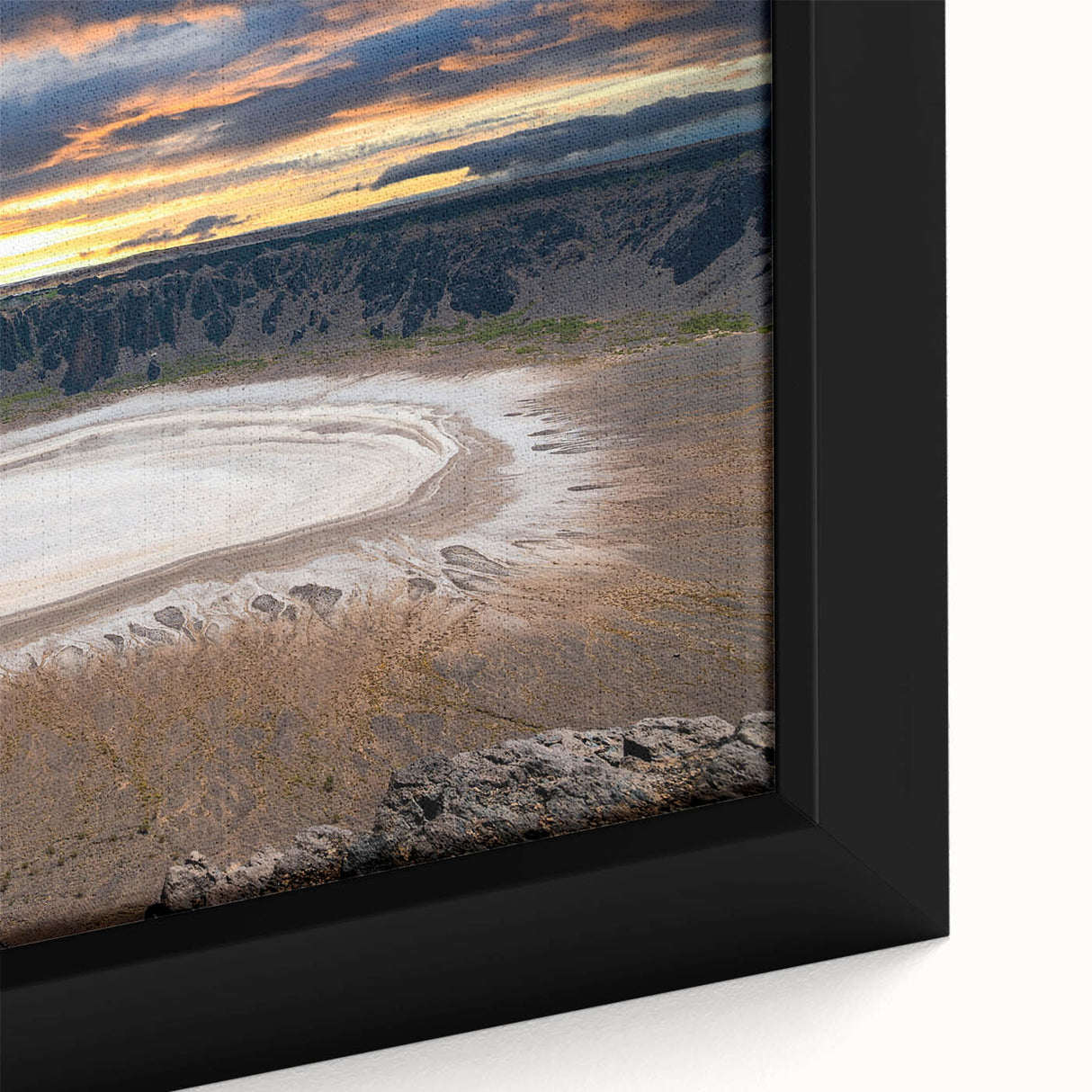 Extra large framed canvas featuring a textured black wall art scene of a Middle Eastern landscape, using vibrant colors.