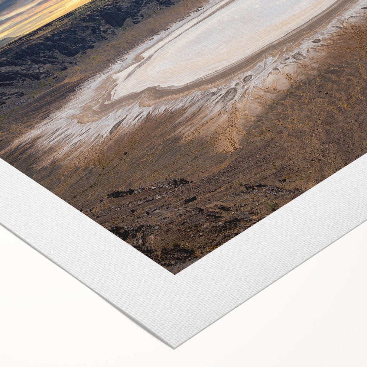 Art deco poster featuring a Saudi Arabian landscape in muted earth tones on rolled canvas, suitable for dining room decor.