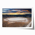 Extra large rolled print of a Middle Eastern scenery with floral elements in muted earth tones.
