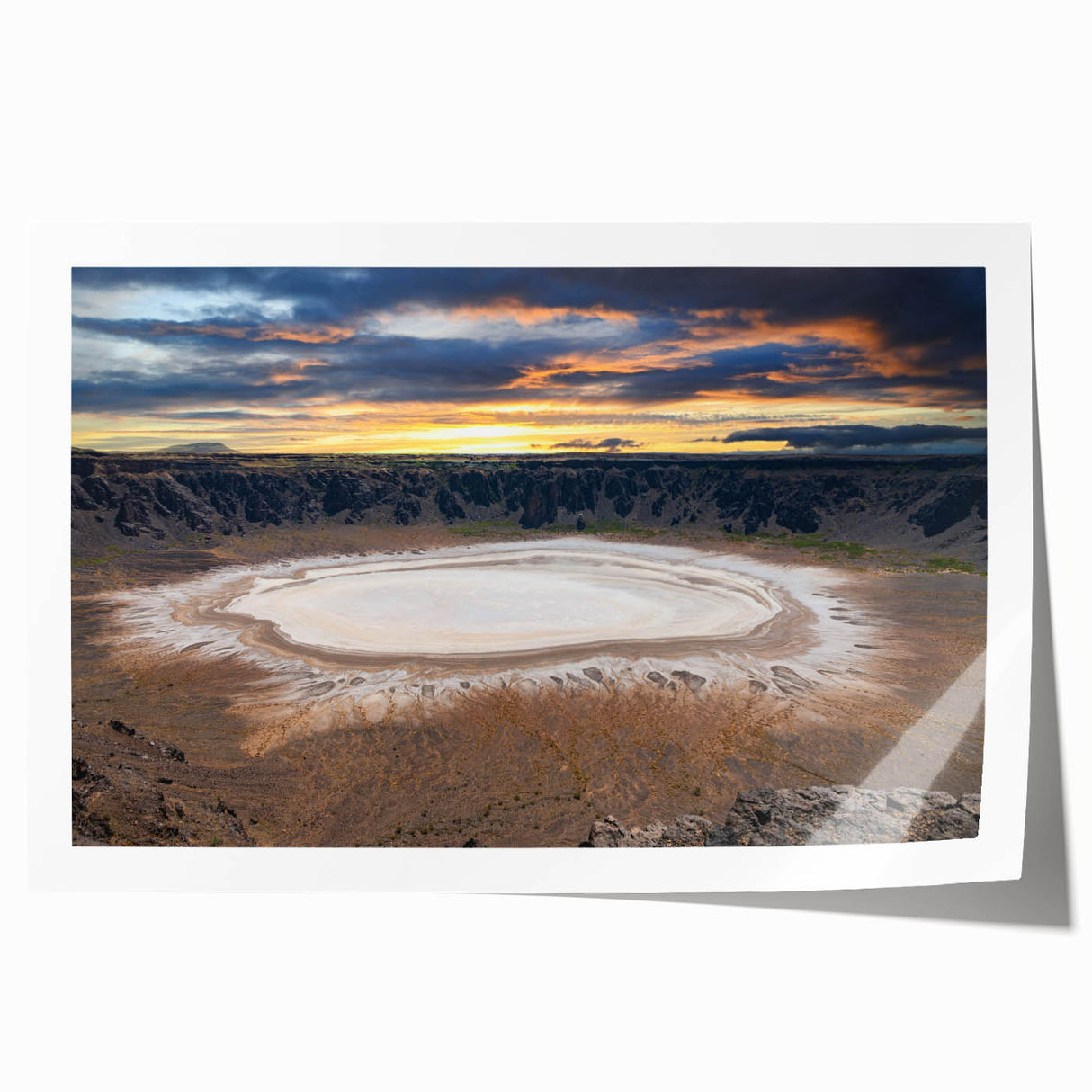 Extra large rolled print of a Middle Eastern scenery with floral elements in muted earth tones.