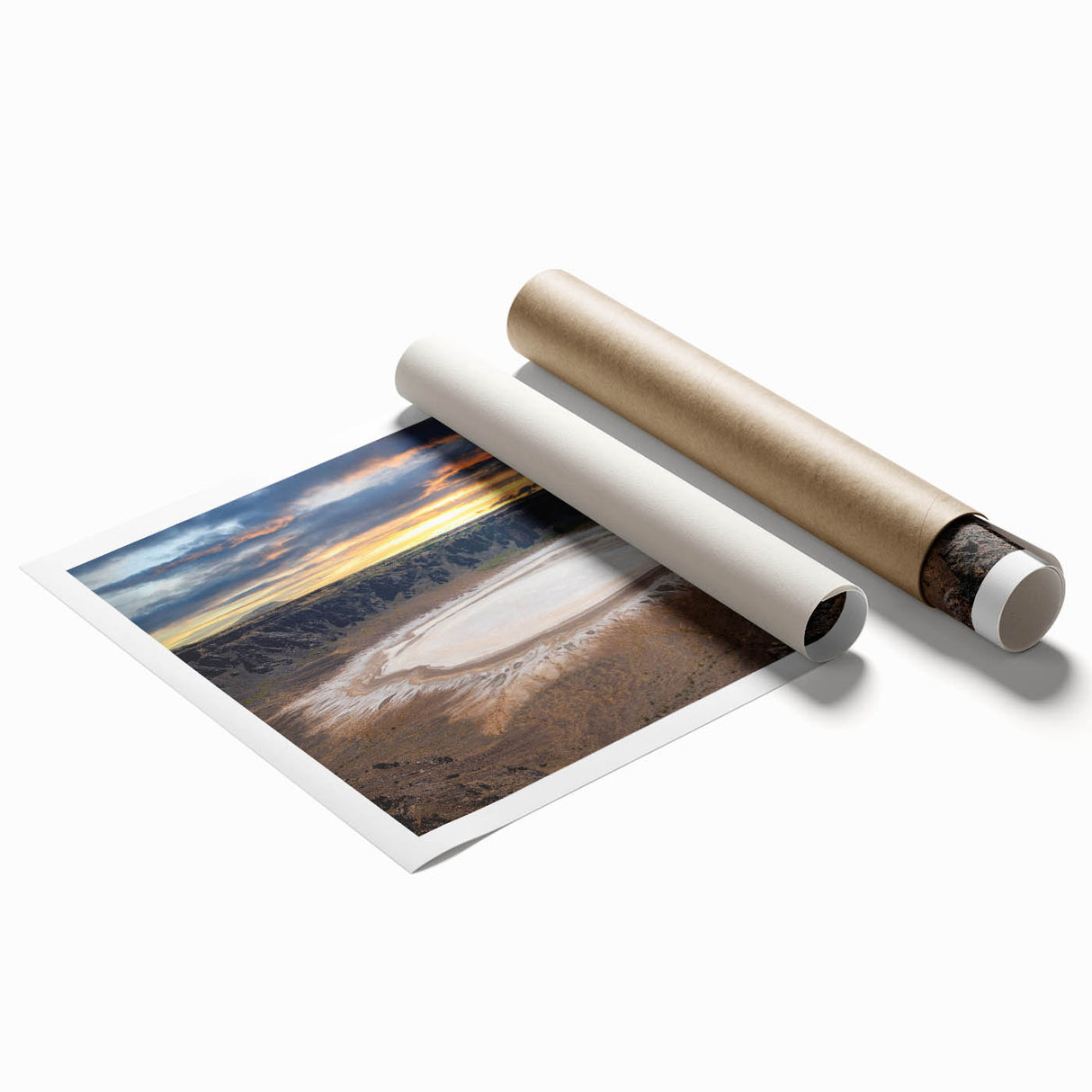 Extra large rolled print of a floral scene in muted earth tones, ideal for classy bathroom or large living room wall art.