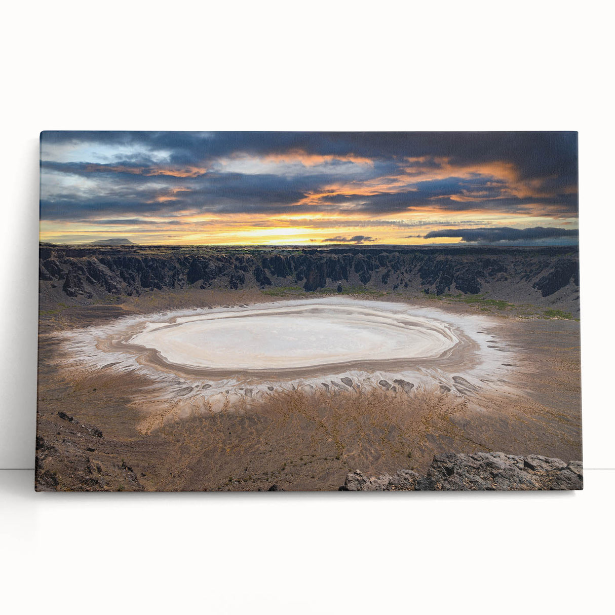 Black and white stretched canvas featuring a panoramic view of Saudi Arabian scenery.