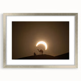Textured abstract art print of Abu Dhabi skyline in silver frame, ideal for modern bedroom decor.