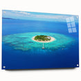 Large abstract wall art depicting Oceania scenery in Fiji on acrylic glass, suitable for bedroom or dining room decor.