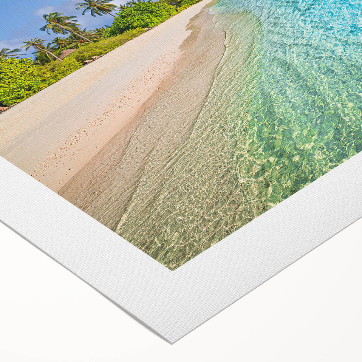 Art deco poster of a Tahitian landscape in pastel shades on rolled canvas, suitable for dining room wall art.