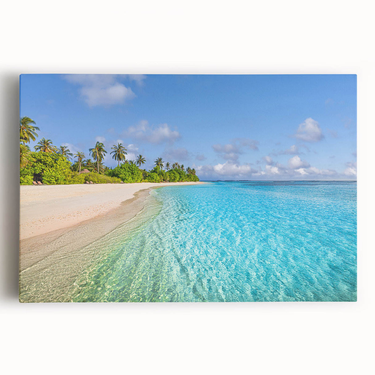 Black and white panoramic photo of Tahiti on stretched canvas, ideal for kitchen wall art.