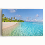 Black and white panoramic photo of Tahiti on stretched canvas, ideal for kitchen wall art.