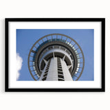 Extra large, textured abstract art print of Auckland scenery in vibrant colors on a black framed canvas.