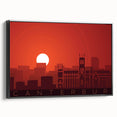 Black and white framed canvas depicting a vintage poster art style landscape of Canterbury, New Zealand.