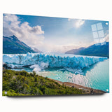 Acrylic print of a large abstract representation of an Argentine landscape in earthy tones.