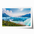 Extra large rolled print of a floral scene in vibrant greens and blues.