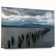 Acrylic print of Santiago, Chile skyline in muted earth tones, ideal for dining room art.