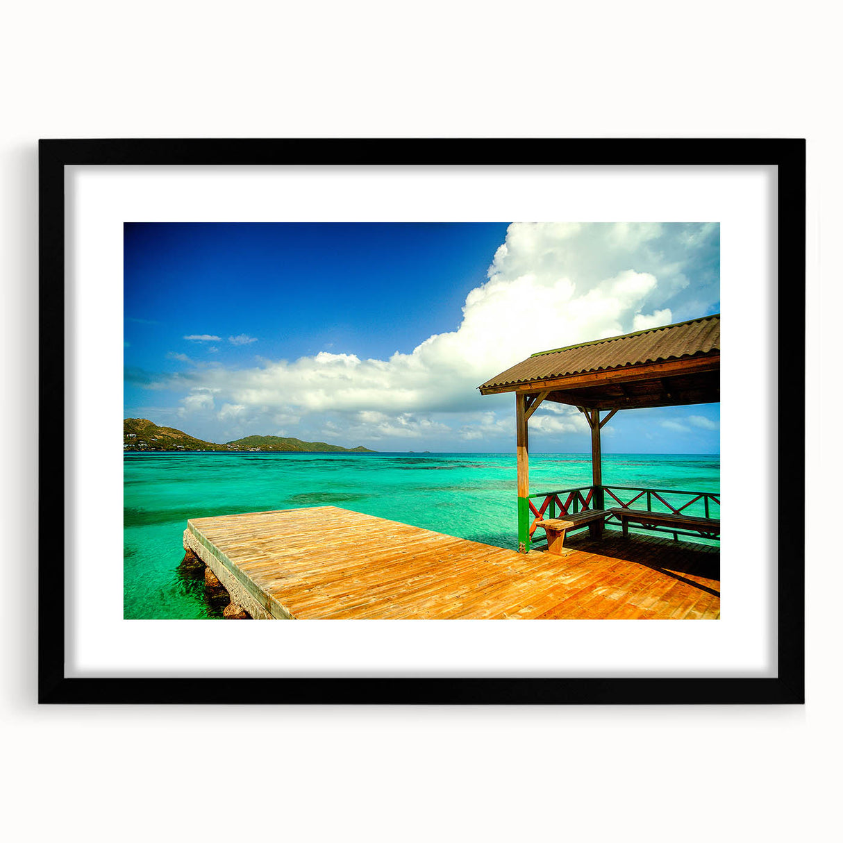 Extra large framed abstract print of vibrant, colorful art depicting a textured Colombian landscape.