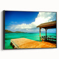 Black and white landscape art painting of a Colombian scenery on framed canvas, suited for bedroom decor.