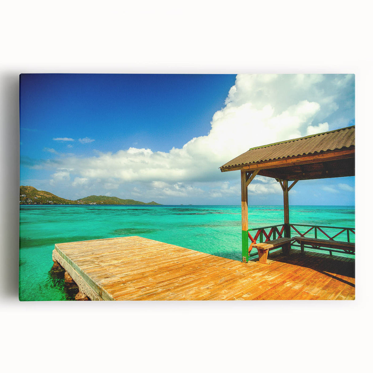 Black and white stretched canvas featuring a scenic Colombian landscape, ideal for kitchen wall art.