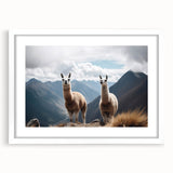 Abstract art print of a Peruvian landscape in muted earth tones on a framed white mat, ideal for dining room decor.