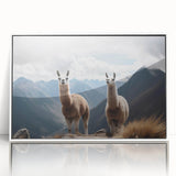 Acrylic print of a serene Peruvian landscape in soft pastel shades, framed in white, suitable for modern nursery decor.