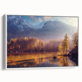 Vintage poster art of Alaskan scenery on an extra-large framed canvas.