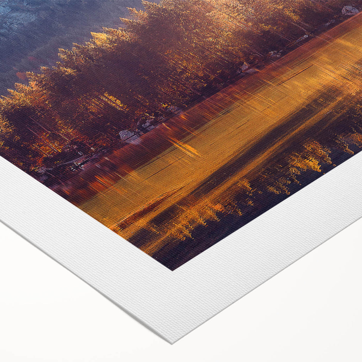 Art deco poster of Alaska scenery on rolled canvas, featuring cool blue and gray tones, ideal for dining room wall art.
