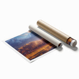 Extra large rolled print depicting Alaskan scenery with vibrant green and blue tones, ideal for classy bathroom wall art.