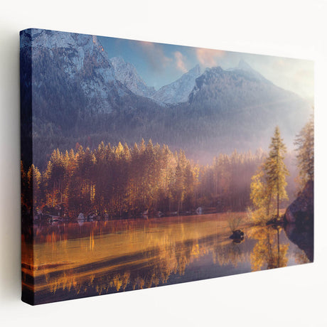 Alaskan landscape on large stretched canvas with cool blue and gray tones, suitable for kitchen wall art.