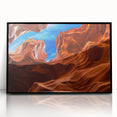 Large abstract wall art depicting Arizona's Antelope Canyon in muted earth tones on a framed acrylic.