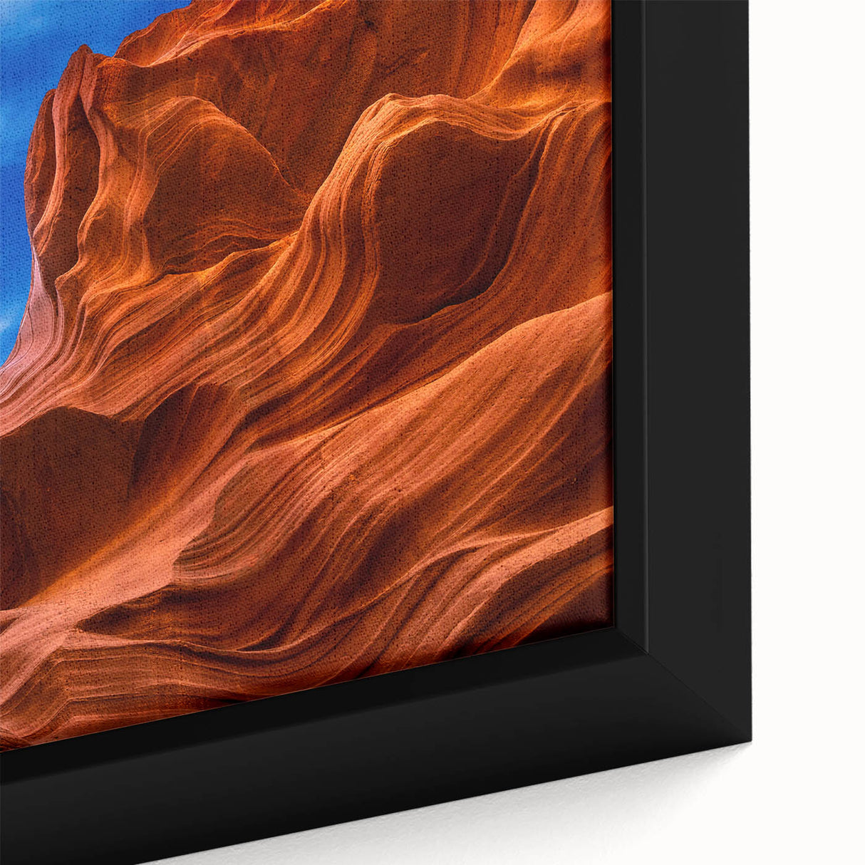Extra large framed canvas featuring a textured depiction of Antelope Canyon in Arizona.