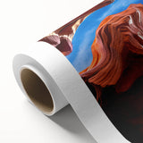 Art Deco style poster of Antelope Canyon in Arizona with rich orange and brown tones on rolled canvas.