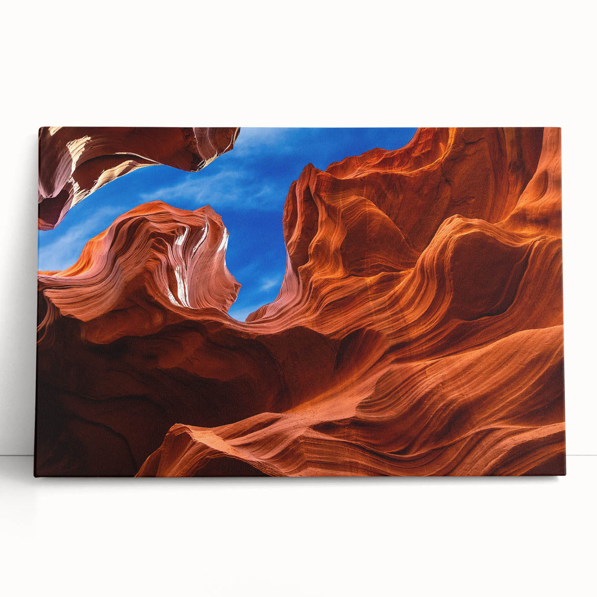 Black and white photograph of Antelope Canyon on stretched canvas, suitable as large kitchen wall art or bedroom decor.