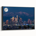 Black and white framed canvas of Los Angeles landscape, ideal for bedroom wall decor.