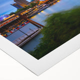 Art deco poster of Sacramento scenery in pastel shades on rolled canvas, suitable for dining room wall art.