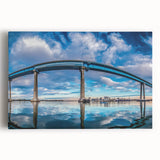 Black and white stretched canvas featuring a panoramic view of the San Diego skyline, ideal for kitchen wall art.