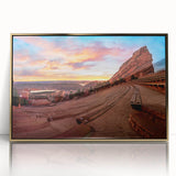 Large art print of Denver skyline in muted gold tones on a framed acrylic, ideal for modern art wall decor.
